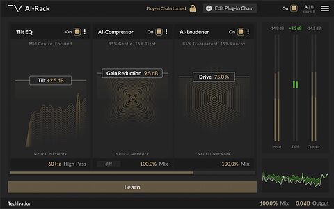 Techivation AI-Rack assistive channel strip plug-in