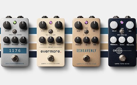 UAFX Pedals Universal Audio UAD guitar effects 1176 compressor plate reverb Maestro Echoplex delay