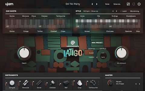 UJAM Groovemate Latigo Latin phrase-based percussion sample library virtual instrument