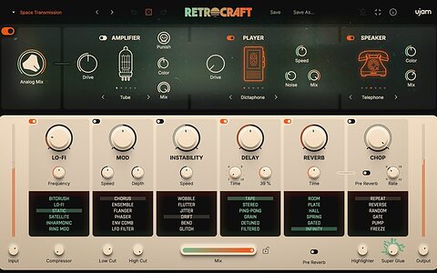 UJAM Retrocraft vintage lo-fi analogue saturation plug-in effect