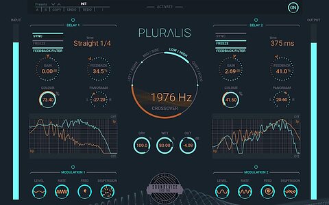 United Plugins Pluralis dual delay plug-in split signals stereo mid side volume frequency