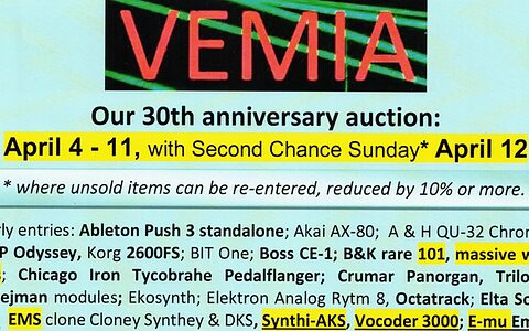 VEMIA Auction vintage synthesizers pro-audio gear