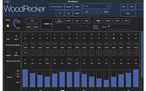 WIMS WoodPecker 1.0 four-channel step sequencer plug-in